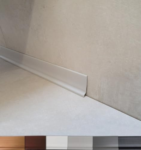 MadeInNature, Plinthe souple en PVC grande qualité, Blanc, Gris clair, Gris foncé, Noir, hauteur 70 mm, Longueur au choix (16 ml, Gris clair)