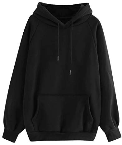 YEBIRAL Damen Herbst Winter Hoodie Frauen Sweatshirt Pullover Oberteile Langarmshirt Kapuzenpullover Mode-Bequem-Casual Pulli mit Kordel und Taschen (Schwarz, L)