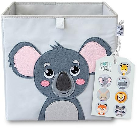 wonneklein Aufbewahrungsbox Kinder - 33x33x33 cm - Faltbare Spielzeugkiste mit Tiermotiv - Ordnungsbox für Kallax Regal - Kinderzimmer Aufbewahrung - Koko Koala