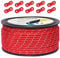 50M reflektierende Schnur Guy Seile Outdoor Zelt Führungsseil 100% Nylon Schnur Windlinie mit 10 Stück Aluminiumlegierung Spanner für Camping (red, Diameter 5 mm)