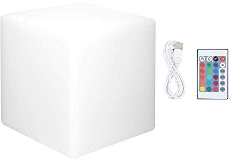 HERCHR Cube LED Nachtlicht, Nachttischlampe mit wiederaufladbarem Akku mit 16RGB-Farben und USB-Anschluss(10cmx10cmx10cm)