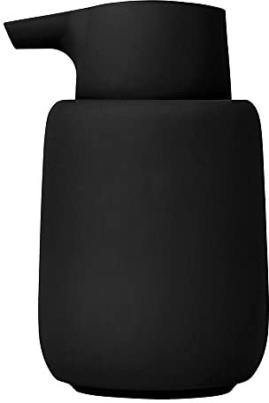 blomus Seifenspender -SONO- 250 ml aus Keramik | Handseifenspender in Schwarz | Ø8 x 14H cm | Farbe Schwarz | Flüssigseifenspender mit Pumpkopf