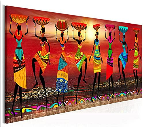 5D Diamond Painting Kits Groß Afrika Frau tanzen DIY Diamant Painting Bilder Set Voll Crystal Strass Stickerei Kreuzstich Mosaik Diamant Gemälde Handwerk Art Home Wall Décor Round drill 30x60cm