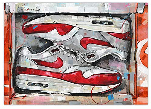 Air Max 1 Og Kunstdruck mit rotem Schuhkarton, 70 x 50 cm, ungerahmt