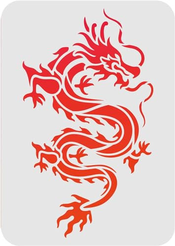FINGERINSPIRE Drachen Schablonen 29.7x21cm Wiederverwendbare Drachen Wand Dekor Schablone Chinesische Asiatische Orientalische Drachen Schablone Zum Malen Auf Wand Möbel Stoff Holz