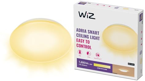 WiZ Adria Warm White Deckenleuchte (1.600 lm), dimmbare LED Leuchte mit warmweißem Licht, smarte Lichtsteuerung über WLAN per App/Stimme, weiß