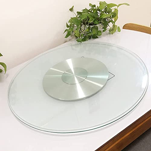 YZJYB Plateau tournant rond en verre trempé de 70 cm avec base en métal et ne s'incline pas facilement
