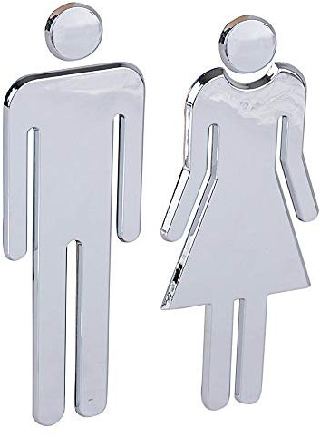 Signe Toilette pour Porte,2 PCS Plaques de Porte WC Toilettes pour Hommes et Femmes Signe de Porte en Plastique ABS Panneaux de Toilettes Autocollants pour Hôtel Magasin Parking Centre Restaurant