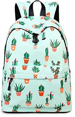 JIANLINST Mädchen Schulrucksack Jungen Teenager Schultasche Wasserdicht Nylon Rucksack Damen Schulranzen Freizeitrucksack Laptop Tasche Kaktus