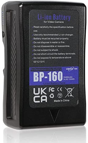 BP-160 V-Mount V-Lock Battery Compatible with Sony Video Camera BMPCC 4k 6k Camcorder Broadcast LED Light(14.8V 154Wh)