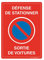 AUA SIGNALETIQUE - Panneau De Signalisation en PVC Rigide et Compact 1.5 mm. (143 x 200 mm, Défense De Stationner Sortie Voitures)