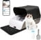Suhaco Covered Self Cleaning Cat Litter Tray, Large Automatic Litter Tray Equipped Deodorizer & Litter Mat, No Odor Closed Cat Litter Box for Multiple Cats, APP Control Smart Self Cleaning Cat Toilet