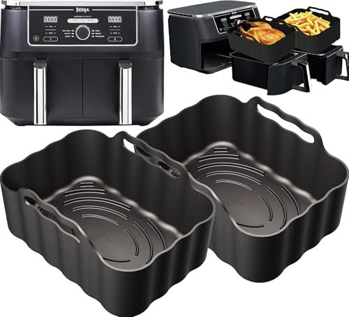 Ninja AF400UK Silicone Liners | 2.5mm Thick, Convex Base, Non-Stick & Dishwasher Safe | 2PCS Reusable 9.5L Air Fryer Liners | Ninja AF400UK Silicone Liners | by iStock Ltd