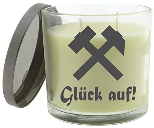 WB wohn trends Duft-Kerze mit Deckel, Glück Auf Schlägel und Eisen, 10x10cm, Creme, 2 Dochte, BlackBerry & Bay Duft-Windlicht Glas-Kerze