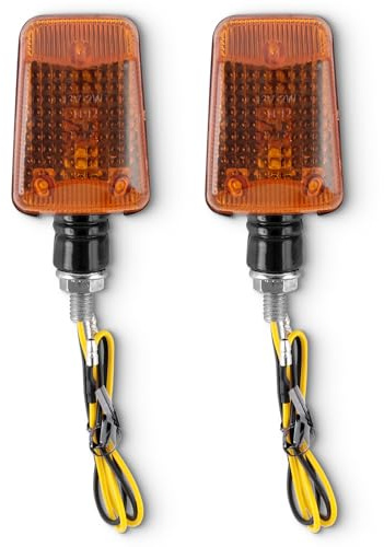 Riloer Intermitentes Moto, 2 motocicletas halógenos de uso general de 12v Luces de Giro, indicador de señal de advertencia impermeable y de alto brillo, iluminación amarilla, 10MM