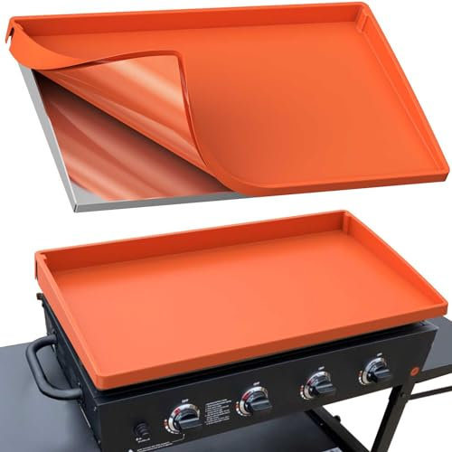 BANGIE Grillmatte für Blackstone 91,4 cm Grillzubehör, vollständiger Rundumschutz, Silikonmatte für Grillplatte, lebensmittelechte Silikon-Grillmatte, Orange