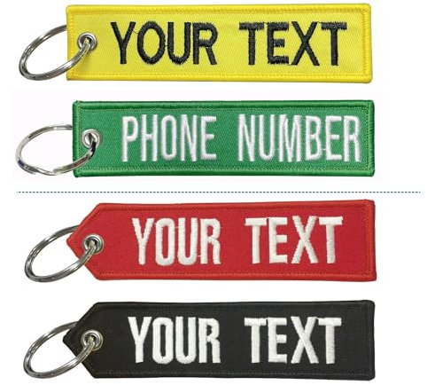 QJS PATCH Personalisierter Schlüsselanhänger, benutzerdefinierter Schlüsselanhänger, benutzerdefinierte bestickte Nummer Schlüsselanhänger für Motorräder, Roller, Autos