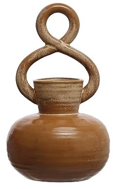 Bloomingville 21,6 cm Steingut, gedrehter Griff und reaktive Glasur, braune Vase