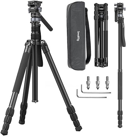 SMALLRIG Treppiede Video Professionale da 184 cm/72.5'', FreeBlazer Treppiede, Testa Fluida con Base Livellante, Treppiede Video da 45-184 cm con Borsa per il Trasporto, Carico Fino a 4 kg - 4319