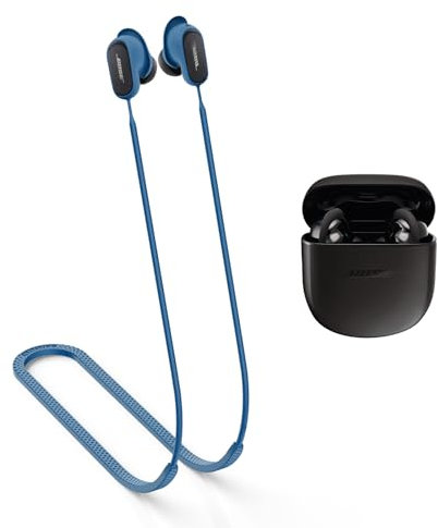 MOWYEOK Anti Verlust Strap für Kopfhörer, kompatibel mit Bose QuietComfort Earbuds II Ohrhörer,Weiches Silikon Anti Lost Lanyard,geeignet für Outdoor Sportarten, Laufen,Fitness - Blau