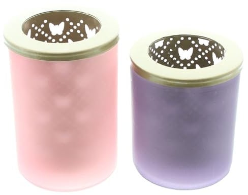 Teelichthalter Schmetterling, 2er Set, Glas Maße: Ø 8 x 12 cm, Ø 10 x 14 cm, Metalleinsatz Ø 5 x 10 cm, Ø 5 x 13 cm, ohne Teelichter