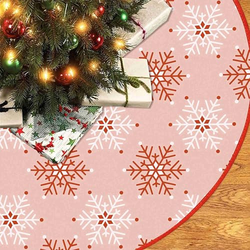 Chickwin Base Albero di Natale 120cm Gonna Albero di Natale, Colorato Fiocco di Neve Tappeto Albero di Natale Decorazioni Albero di Natale, Natale Decorazioni Casa Interno (120cm,Rosa)