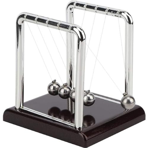 Kugeln Pendel,Newton Wiege,Newton Pendel,Tisch Dekoration,Klassisches Newton Kugelstoßpendel,5 Kugeln Spielzeug Haus Büro Schreibtisch Physik Deko(Rot)