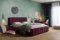 MARPUR Polsterbett Nero mit Kopfteil, 140x200 cm, Doppelbett mit Bettkasten und Lattenrost aus Holz, Velourstoff: Burgund
