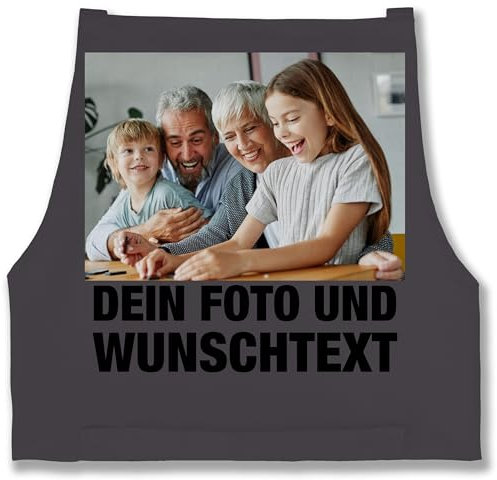 Schürze - Erwachsene - Mit Foto I Eigenem Bild I Text I Name I Wunschtext - 85x69 - Anthrazit - fotoschürze personalisierte kochschürze selbst drucken photo backschürze