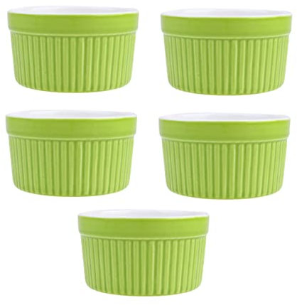 IMIKEYA 5pièces Bol Céramique à Haute Température Avec Poignées Osier Pour Desserts Soupe Et Riz Bol Chic Pour Cuisine Maison Vert