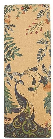 Premium-Druck-Yogamatte aus Kork, langlebig, rutschfest, aus Naturkautschuk, Fitness-Matte, stoßdämpfend, Pilates-Matte für Hot Yoga und Outdoor-Sportarten