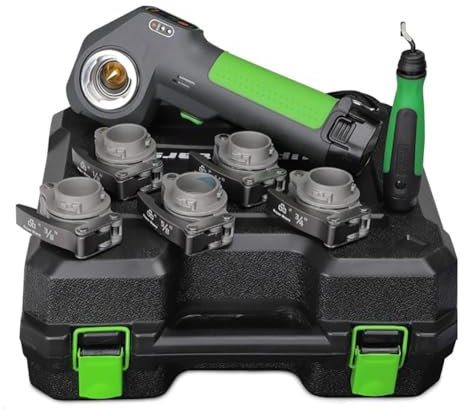 Automatische kabellose Bördelwerkzeugsätze, elektrisches Rohraufweitwerkzeug mit 5 Bördelklemmen und 45°-Exzenterkegel, 2200 mAh Batteriekapazität, for Klimaanlagen zu Hause,Auto-/Kühlschrankreparatur