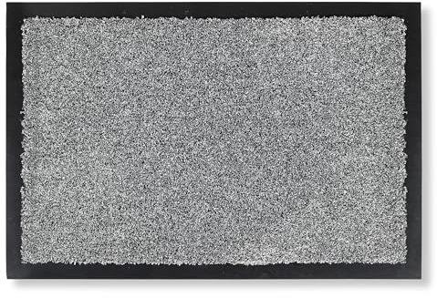 Carpido Hochwertige Fußmatte Innen & Außen - grau - 60 x 80 cm - rutschfeste Schmutzfangmatte wetterfest - Strapazierfähiger Läufer Eingangsbereich, Flur
