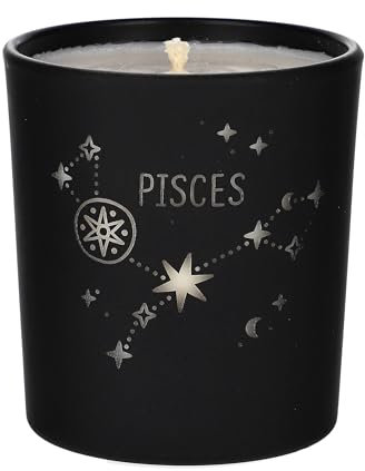 ORIGINALWAX Duft Kerze Sternzeichen Fisch (Pisces) aus Soja Wachs Schwarz Handgemacht Duftkerzen Bratapfel im Glas Tierkreiszeichen Vegan Candle 180g Geschenkidee 40 Stunden Brennen