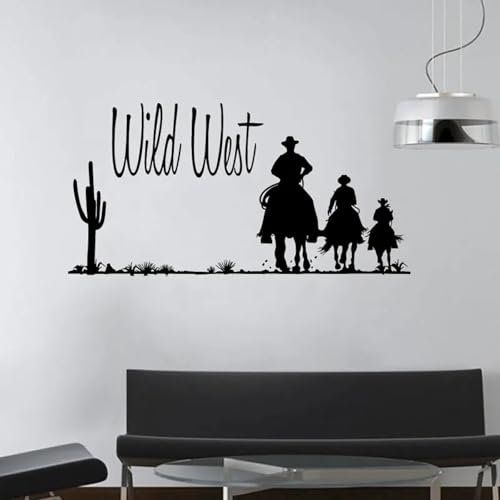 YLLMNOBN Kaktus Western Cowboy Home Vinyl Cowboy Wandtattoo Wohnzimmer Schlafzimmer Dekor Mode Aufkleber Kunstwand