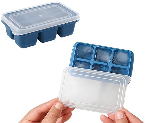 Bacs à Glaçons pour Congélateur, Mini Moule à Glaçons avec Couvercle et Fond en Silicone, Facile à Détacher, Petits Moules Empilables, sans BPA, Idéaux pour Whisky, Cocktails, Bière