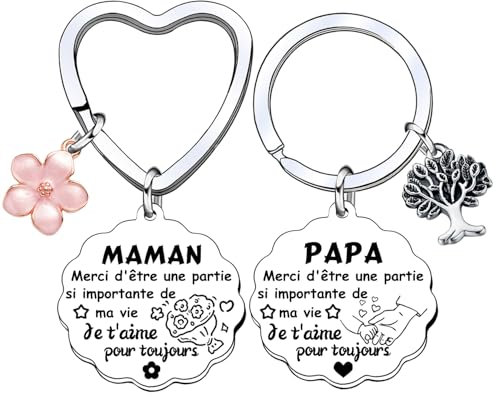 AIMINI 2 Porte clés Cadeau Papa et Maman Cadeau Papa et Maman Porte cles Cadeau Papa et Maman Anniversaire Cadeau Papa et Maman Noel Cadeau Papa et Maman original Cadeau fête des mères fête des pères
