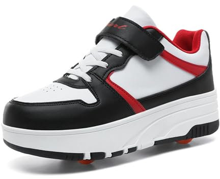 Hiseng Winter Schuhe mit Rollen für Mädchen, Schuhe mit Rollen für Jungen Rollschuhe Schuhe 2-in-1 Roller Schuhe Kinder Outdoor Turnschuhe Turnschuhe mit Versenkbarer Rollen 30-41EU