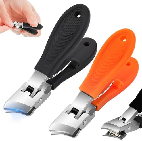 Vibbang 2 Pièces Coupe-Ongles Incliné,Coupe-Ongles Incurvé,Coupe-Ongles Sans Éclaboussures,Coupe-Ongles Incurvés à Long Manche Large Ouverture,Pour Ongles Épais Et Pieds (A)