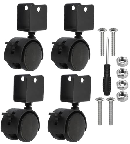 PATIKIL 1.5 Swivel Caster with 7/9 U Bracket, 4 Pack 360° Rotation Swivel No Noise Wheel with Brake Total 66 Lbs Locking Caster for Furniture Legs