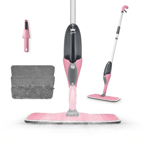 Swan SWFC1000QOCN Lynsey Queen of Clean Spray Mop with Wet Mopping Pad. Dry Dusting Pad, Soft Abrasive Pad, Cleaning Tool and 500ml Anti-Leak Bottle, Pink