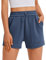 PINSPARK Kurze Hose Damen Sport Shorts Sommer Laufhose Hohe Taille Laufshorts mit Taschen Sporthose Schnelltrockene Wanderhose Running Shorts für Fitness Gym Yoga Blau M