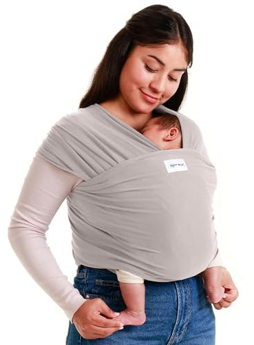 Sleepy Wrap Tragetuch Baby Neugeboren bis Kleinkind - Freihändige Baby Trage, Elastisches Tragetuch Baby Neugeboren, Ergonomisches Baby Tragetuch, Einfach zu bindende Babytrage (Light Grey)