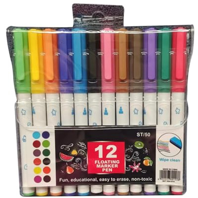 Paint Marker Stifte | 12 x Whiteboard-Marker Malstifte für Kinder – auslaufsicher, schnell trocknend, nicht reizend, Kunststifte, Zeichenmarker für Tassen, Glas und Tafel