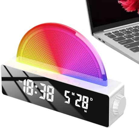 Wecker bei Sonnenaufgang, Wecker mit Sonnenlicht - Wecker mit Licht und Lautsprecher, mehrfarbiger Wecker für schwere Schläfer, intelligenter Wecker, Soundmaschine für Schlafzimmer