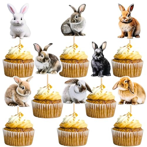 Ostern Tortendeko Hase 16 Stück Kaninchen Tortendeko Bunny Cupcake Deko Muffin Cake Topper Oster Kuchen Deko kindergeburtstag Für Hasenpartys, Osterpartys, Tierische Themenpartys