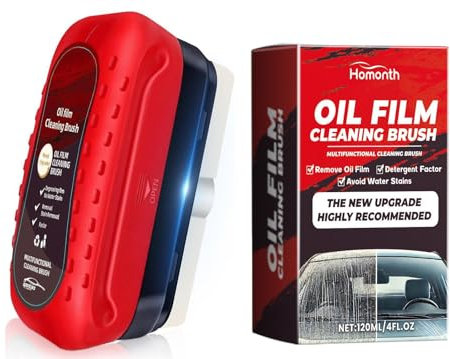 Automotive Oil Film Cleaning Brush - 120ml Car Window Oil Film Remover, Versatile Oil Film Cleaning Brush, Prevents Rain and Fog Cleaning Glass Brush, Remove Dirt Easily Improve Clarity and Visibility