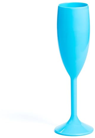 Persy Party Plastic Champagne Flutes 10 Pack - Unbreakable Wine Glasses with Long Stem - UK Based Coloured Champagne Flutes Prosecco Glasses - Gifts for Christmas, Wedding & Birthday - Light Blue