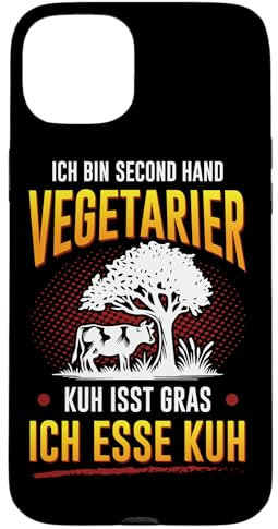 Ich bin Second Hand Vegetarier Fleisch Kuh Ernährung Grilln Hülle für iPhone 15 Plus