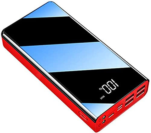 Power Bank Caricabatterie Portatile 60000Mah Power Bank Batteria Esterna, Batteria Portatile ad Alta Capacità Display LCD 3 Ingressi USB + 4 Uscite USB (4 Parti), Nero, 60000 Mah,Rosso,60000